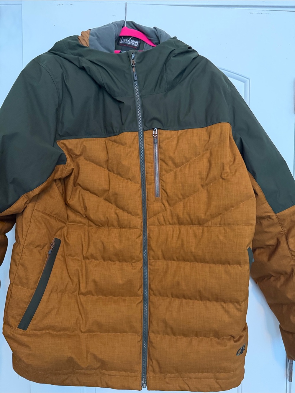 Outdoor Research Men's Mens XL Dark Forest Green & Brown Warm Puffer Jacket. A+